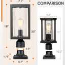 Beionxii Outdoor Post Lantern, 20inch Large Modern Lamp Post Light Fixture Exterior Pillar Lights with Pier Mount Base, Black Cast Aluminum w/Clear Cylinder Glass - A291P-2PK (NOT Solar, 110-120V AC)