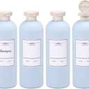 ASEVAT 13.5oz 4pack Refillable Travel Shampoo and Conditioner Bottles, Travel Size containers, Travel Bottle for toiletries, Squeeze Bottles with Flip Cap, Empty Plastic Leak Proof Travel Bottles (Blue)