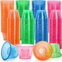 Coloch 200 Pack Plastic Bomber Cups, Disposable Jager Bomb Cups Assorted Colors Power Bomber Double Shot Glass for Mixed Drinks, Shots, Party