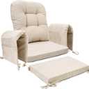SINOSSO Glider Rocker Cushion Set (5 Pcs), Soft Blended Fabric High-Density Support Foam Seat Cushions with Ties, Fits Rocking Chair/Nursery Glider & Ottoman, Beige