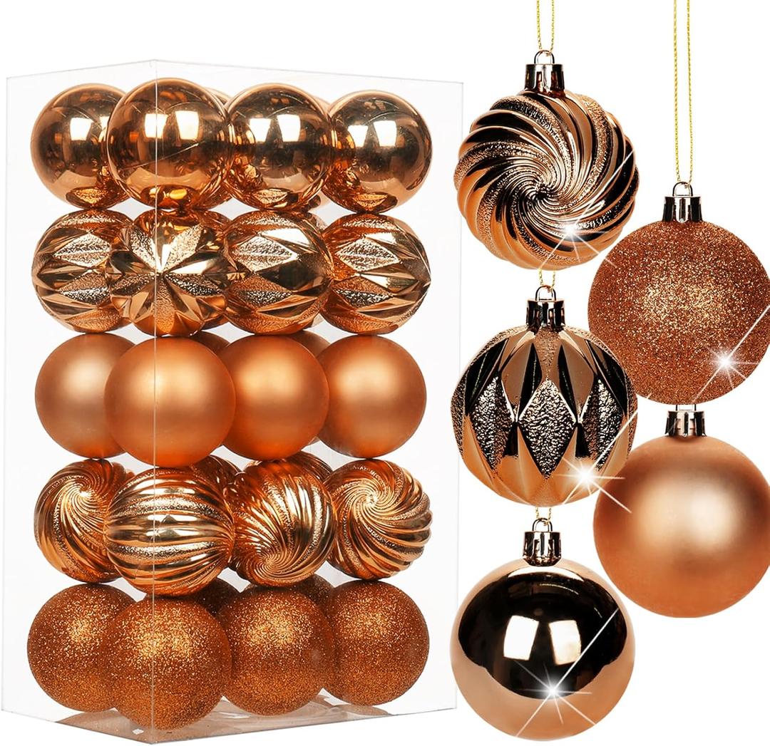 2.36" Orange Christmas Ornaments for Christmas Tree 30 Pcs Small Shatterproof Balls Christmas Tree Decorations Xmas Ornaments Balls with Hanging Loop for Wedding Holiday Party Wreath Home Decor
