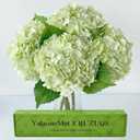 YalzoneMet 4Pcs Light Green Hydrangeas Artificial Flower Natural Lifelike 21'' Long Stem Real Touch Hydrangea Latex Flower Bouquets for Home Living Room Party Wedding Table Centerpiece Decor