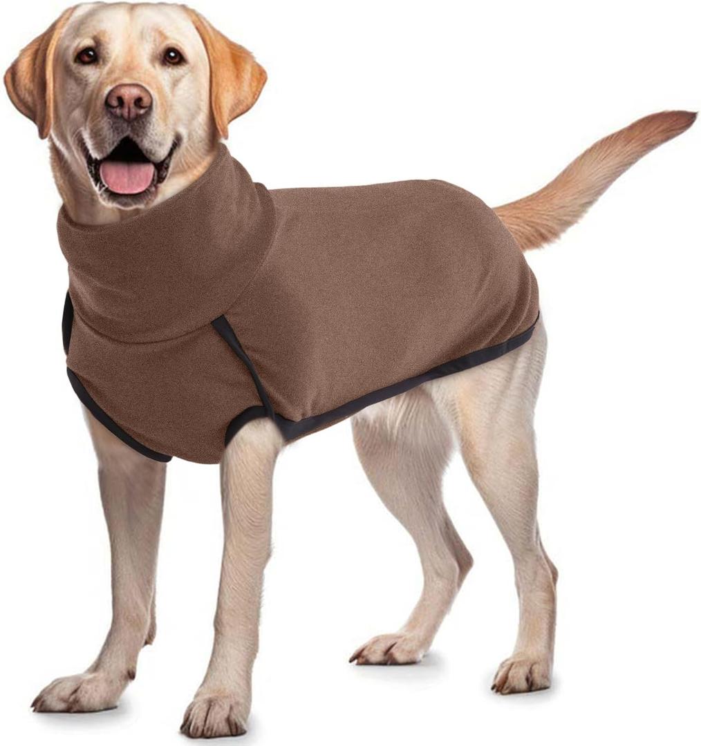 ROZKITCH Dog Winter Coat Soft Pullover Pajamas, Pet Windproof Warm Cold Weather Jacket Vest Cozy Onesie Jumpsuit Apparel Outfit Clothes for Small, Medium, Large Dogs Walking Hiking Travel Sleep Brown (3XL(Back Length:25-28"))