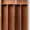 Fibogollo Silverware Organizer Acacia Wood Kitchen Drawer Organizer with 5 Slots Flatware Organizer Tray for Kitchen, Flatware, Utensils