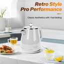 Retro Electric Kettle 1.8L, All Stainless Steel Hot Water Electric Kettle for Boiling Water, BPA Free Tea Kettle, 1350W Fast Boil, Auto Shut Off & Boil-Dry Protection (Beige, L)