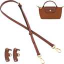 Jiesinlov Leather Bag Shoulder Strap Replacement Crossbody Adjustable Conversion Kit Fit for Mini Pouch (Brown-gold)
