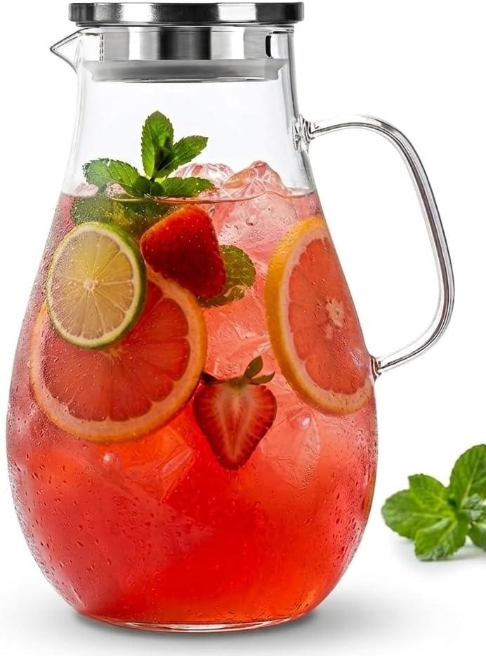 Infusion Pro 1 Gallon Glass Pitcher with Lid, Heat Resistant for Hot/Cold Use, Extra-Wide 4" Mouth, Great Iced Tea Pitcher | Delight Collection, 1 Gallon, 4 L
