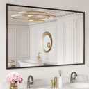 LOAAO 40"X30" Black Rectangle Bathroom Mirror Wall, Matte Black Aluminum Alloy Frame, Tempered Glass, Hangs Vertically or Horizontally, Easy to Install