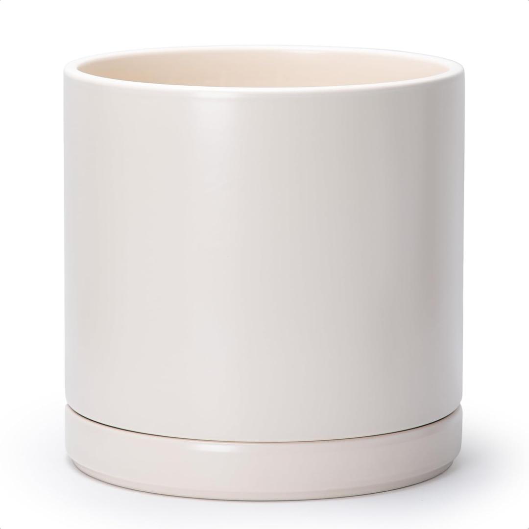 D'vine Dev 12 Inch Ceramic Planter Pot, Oatmeal, 94-O-F-8