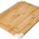 Farberware Nonslip Bamboo Cutting Board with Juice Groove, 11x14 Inch, White