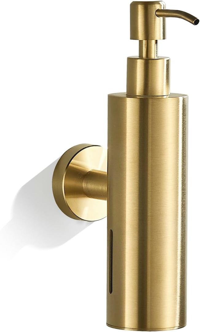 Soap Dispenser Wall Mounted,Wall Soap Dispenser for Bathroom,Wall Soap Pump Brushed Gold