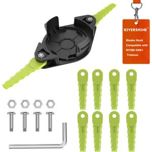 Rivershine ACFHRL2 Weed Wacker Head Replacement, Compatible with Ryobi 18V, 24V Trimmers, Compatible with Ryobi Weed Wacker Parts, with 10 Quickload Weed Wacker Blades (1 Head +10 Blades)