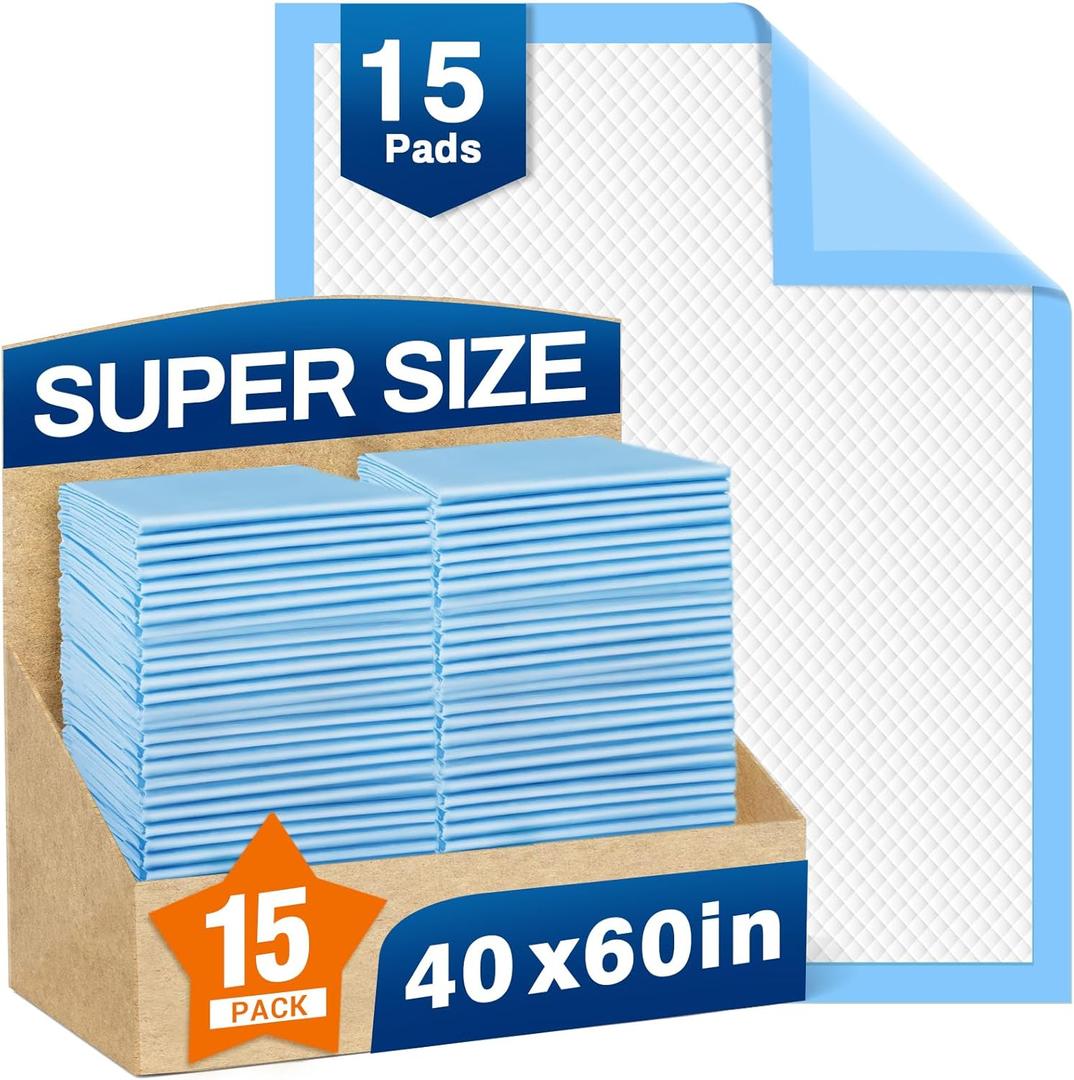 MILDPLUS Bed Pads Disposable 40"X60" Super Absorbent Pee Pads, Oversized Underpads for Adults, Elderly, Pets [150x200CM, 15pcs]