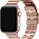 Fullmosa Compatible with Apple Watch Metal Bands 49mm 46mm 45mm 44mm 42mm 41mm 40mm 38mm, Stainless Steel iWatch Band Men Women for Apple Watch Series 11 10 9 8 7 6 5 4 3 2 1, Ultra3/2/1, SE3/2/1 (Rose Gold)