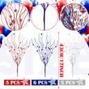 Giegxin 16 Pack Red White and Blue Artificial Flowers 17 Inches 4th of July Glitter Sticks Floral Picks Fourth of July Tree Decorations Stem Branches Ornaments for Vase Independence Day Decor