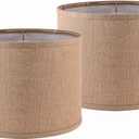 Burlap Lamp Shades Set of 2 Large Durm Lamp Shade 16" Top x 16" Bottom x 12" High (SpiderModern Lampshade for Table and Bedside Lamp - By PAPAYA