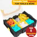 Small Parts Organizer, 6-Compartments Parts Organizer, Stackable, Removable Dividers for Hardware3 PCS,Yellow)