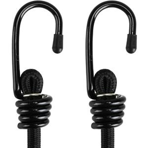 Lanlord Long Latex Black Heavy Duty Outdoor 80 Inch Bungee Cords with Hooks Bungee Straps 2Pcs80inch