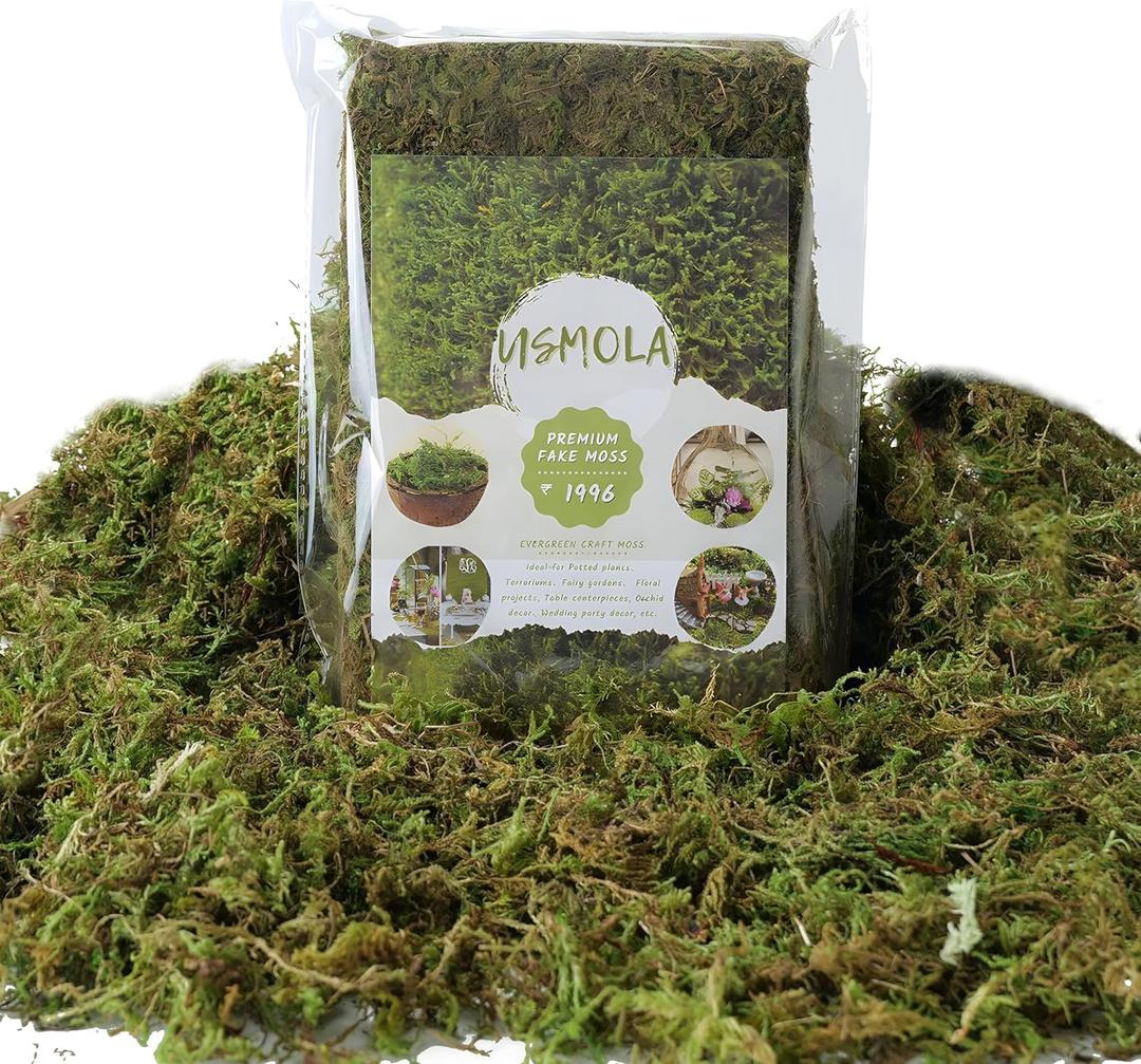 USMOLA Fake Moss, 8 OZ Green Moss for Potted Plants, Artificial Moss for DIY Crafts Home Decor Table Centerpieces Wedding Decoration (Fresh Green 225gr)