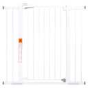 BABELIO 36" Extra Tall Dog Gate, 26-40" Wide Auto Close Baby Gate, Pressure Mounted Metal Pet, Easy Install No Drilling, No Tools Required, With Wall Protectors and Extension Kits, White