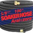Soaker Hose 100FT, 5/8 Heavy Duty Ruber Round Soaker Hoses with Solid Brass Connector for Flower Bed&Yard,Landscaping