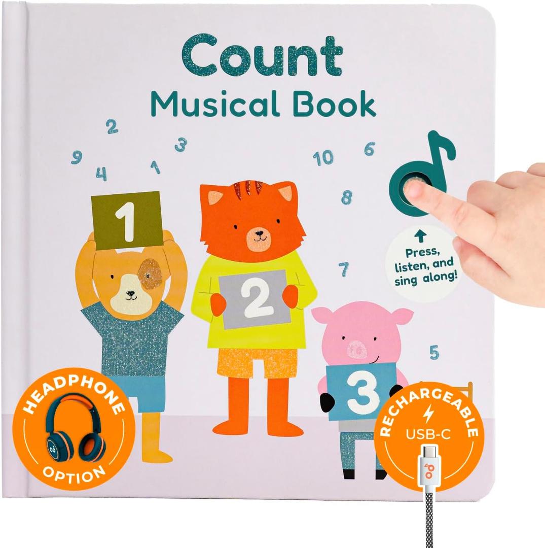 Cali's Books Number Book for Toddlers 1-3 - Learn to Count 1 2 3 Musical Books for Kids, Interactive Talking Baby Sound Book, Educational Song Learning Toys, Singing and Counting Music Toy for Babies