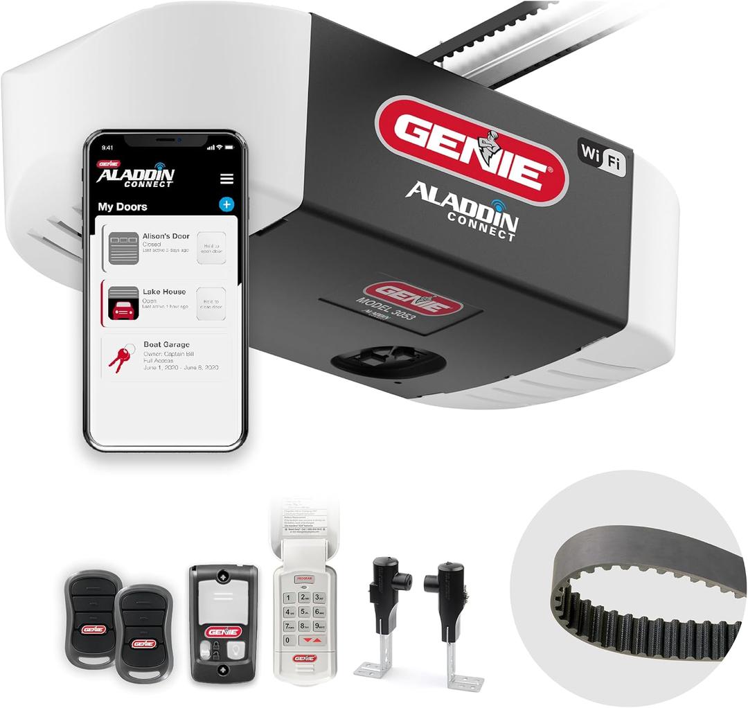 Genie QuietLift Connect WiFi Smart Garage Door Opener with Added Wireless Keypad, HPC Smart Belt Drive Compatible with Alexa and Google Assistant, Model 3053-TKV