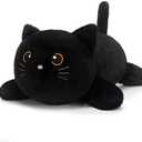 SQEQE Weighted Stuffed Animals Black Cat, Weighted Black Cat Plush, Plushies for Stress Relief, Soft Black Cat Pillow Toy for Kids Adults, Christmas & Valentines Gift 9.8 Inch, 0.8 Lb
