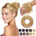 MY-LADY Messy Bun Hair Pieces Human Hair for Women Real Hairpiece Straight Scrunchies Tousled Updo Donut Chignon Ponytail Extension Natural Blonde