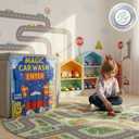 Milk & Think Kids Toddler Play Panel, Role Play Toy, Montessori Inspired Play Panel, Quick Door Hang with Suction Cups, Set of 2 - Enter and Exit - (Car Wash)