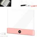 LED Reading Light, Rechargeable Clear Flat Book Light with 3 Colors & Timer, Dimmable Book Lights for Reading at Night, Doodleable Panel Plate Lamp Full Page Lights, for Book Lovers (Pink)