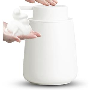 Ceramic Foaming Soap Dispenser, 12 Oz Foam Hand Soap Dispenser for Bathroom, Face Wash Dispenser Bottle with Foaming Pump, Refillable Lotion Dish Soap Foam Dispenser for Kitchen, Matte White