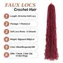 Burgundy Soft Locs 26 Inch Faux Locs Crochet Hair Pre Looped Distressed New Locs 7 Packs Soft Locs Crochet Hair Long Goddess Locs Hair Red Crochet Braids Hair Extensions for Black Women