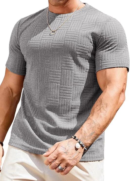 Dokotoo Men Men's T Shirts Summer Crewneck Tee Shirts Casual Textured Short Sleeve Pullover Tshirts, Small