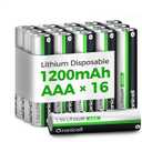 16-Pack 1350mAh Lithium AAA Batteries | 1.5V for Blink Cameras, Smart Locks, Alarms & Tech Devices | 10-Year Life, Leak-Proof, Extreme-Temp Resistant (Non-Rechargeable)