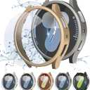 5+5 Pack Case for Galaxy Watch 7 Screen Protector 40mm Cover,Hard PC Anti Scratch Protective Cover with Tempered Glass for Samsung Galaxy Watch 7 Case 40mm Women Men