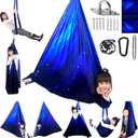 Sensory Swing for Kids Indoor and Outdoor Therapy Cuddle Swing Snuggle Hammock Chair Holds up to 300 lbs with Hardware Hanger Kit For Aspergers Autism ADHD (Space Blue)