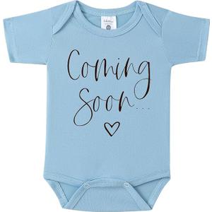 BIBIBLISSBABY Baby Coming Soon Bodysuit Announcement, Funny Pregnancy Announcement Gift for Grandparents to be,Baby Surprise to Family(Fog)