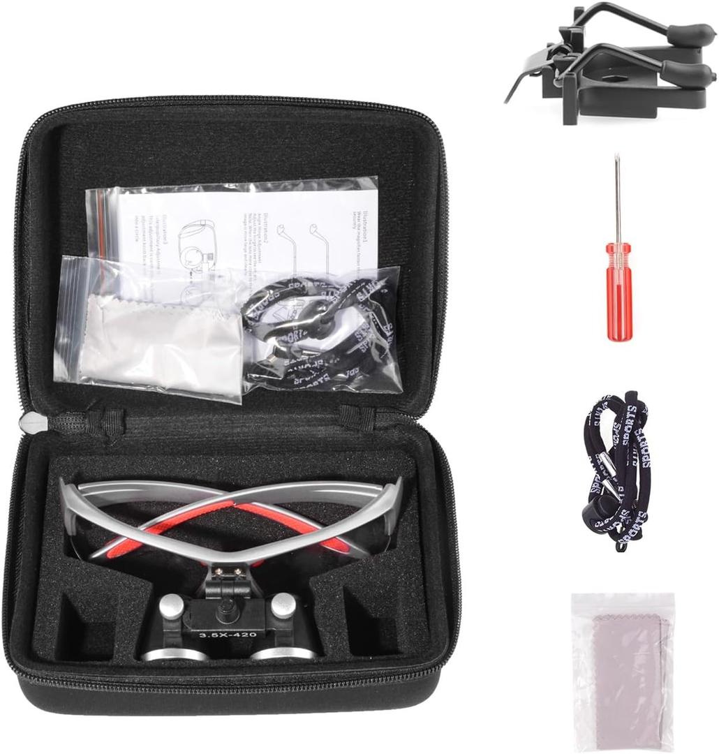 Loupes 2.5X 3.5X Magnification Binocular Magnifier Optical Glass Lens (3.5X, Silver)