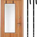Over-The-Door Mirror Hanger, Adjustable Door Mirror Hanger, 5 Position Height Over The Doors-Mirrors Hook, Mirrors Doors Hangers with 2 Iron Filings and Screws(Color:Black)
