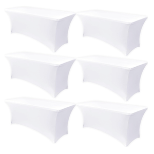 Obstal 6 Pack Stretch Spandex Table Covers for 6 Foot Tables - 6 FT Universal Rectangular Fitted Tablecloth Protector for Wedding, Banquet, Party (Black, 72 Length x 30 Width x 30 Height Inches)