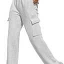 Cargo Sweatpants Women Wide Leg High Waisted Sweat Pants with Pockets Womens Lounge Casual Joggers (Gray, XXL)