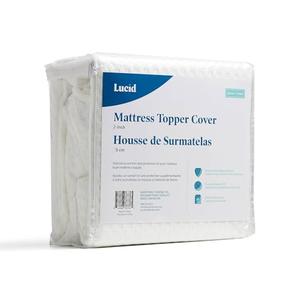 Lucid 2 Inch Mattress Topper Cover Twin - Mattress Topper Cover with Zipper - White (Topper not included)
