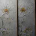 3-Pieces of Framed Modern White Daisy Floral Wall Art - Natural Beige Watercolor Wildflower Canvas Painting - Elegant and Soft Floral and Plant Art for Living Room 24"x36"