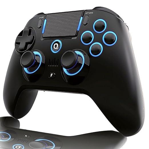QRD Spark N5 Wireless Controller for PS4 Pro Slim PS3 PS2 Steam Deck PC Windows Mac TV Box, Halleffect Gamepad Joystick with 3.5mm Audio Port+Speaker+Mic, Macro N1+N2, Turbo Speed Up