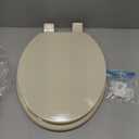 HIGHCRAFT Premium Elongated Toilet Seat with Slow-Close Design & Adjustable Hinges - Molded Wood Toilet Seat - Fits Standard Elongated Toilets - Oval Seat in Bone/Beige