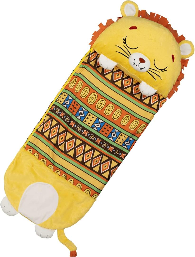 Happy Nappers Pillow & Sleepy Sack- Comfy, Cozy, Compact, Super Soft, Warm, All Season, Sleeping Bag with Pillow- Lion (Large)
