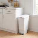 simplehuman 40 Liter / 10.6 Gallon Slim Kitchen Step Trash Can With Secure Slide Lock, White Plastic