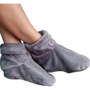 Mars Wellness Heated Microwavable Booties - Microwavable Socks Heated Booties for Women and Men - Herbal Hot/Cold Deep Slippers Women (Charcoal) (Pack of 1)