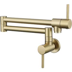 Brushed Gold Faucet for Wash Basin, TRJIKAG Wash Basin Faucets Multi-Function Swing-Arm Filler Folding Commercial Brass Wash Basin Faucet with Two Handles & Joint Swing Arms for Wash Area